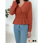 V-neck Smocked-waist Top