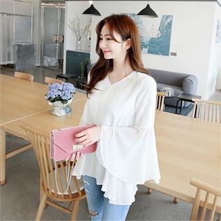 Bell-sleeve Chiffion Top