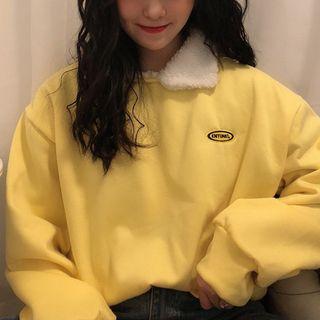 Fleece Collar Pullover Yellow - One Size