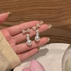 Bow Faux Pearl Alloy Dangle Earring 1 Pair - Off-white - One Size