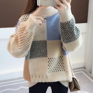 Mock-turtleneck Long-sleeve Knit Sweater