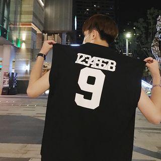 Numbering Cap-sleeve T-shirt