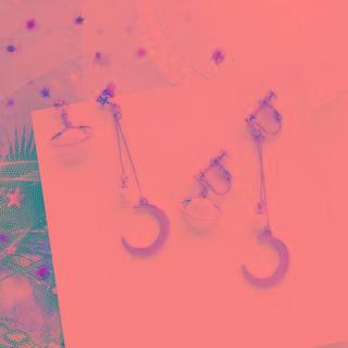 Non-matching Faux Pearl Moon & Star Dangling Earrings