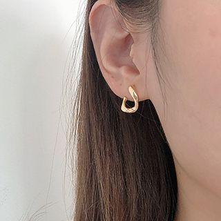 Non-matching Irregular Alloy Open Hoop Earring 1 Pair - Al1524 - Non-matching - As Shown In Figure - One Size
