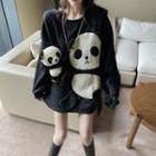 Panda-print Loose-fit Pullover