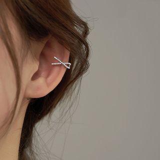 Cross Rhinestone Sterling Silver Cuff Earring