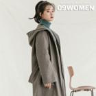 Hooded Loose-fit Checked Long Robe Coat