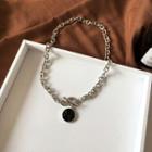 Acrylic Pendant Alloy Necklace 1 Pc - Silver & Black - One Size
