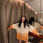 Gradient Long-sleeve Lightweight Knit Top Tangerine - One Size