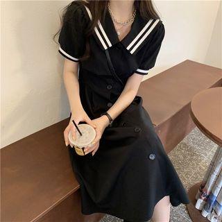 Short-sleeve Striped Collar A-line Dress (various Designs)