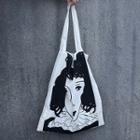 Printed Canvas Tote Bag Off-white - One Size