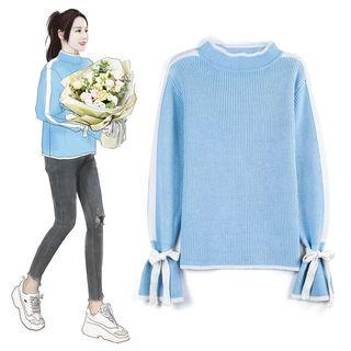 Mock Neck Contrast-trim Sweater