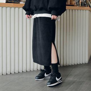 Polar-fleece H-line Maxi Skirt