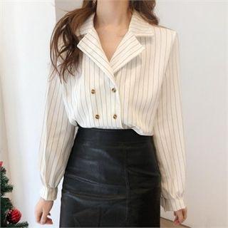 Double-breasted Stripe Blouse