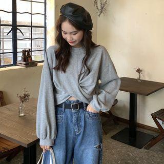 Cropped Plain Twisted Sweatshirt