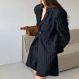 Pinstripe Oversized Blazer / High Waist Shorts