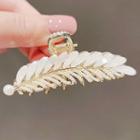 Leaf Faux Crystal Hair Clamp Ly1412 - White & Gold - One Size