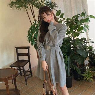 Belted Cotton Pullover Dress