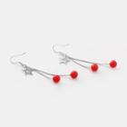 Alloy Star Bead Fringed Earring 1 Pair - Silver & Red - One Size