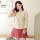 Colored Faux-pearl Cable-knit Cardigan