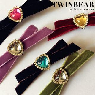 Gemstone Bow Accent Hair Clip
