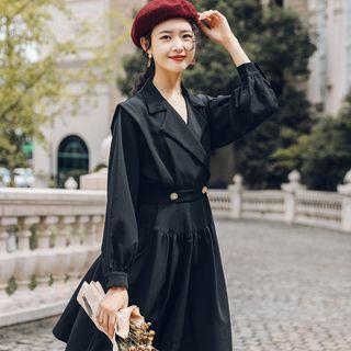 Puff-sleeve A-line Shirtdress