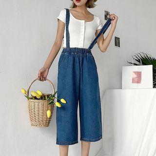 Capri Wide Leg Suspender Jeans