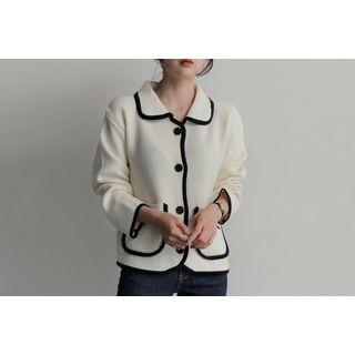 Contrast-trim Pocket-detail Cardigan