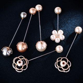 Flower / Faux Pearl Brooch (various Designs)