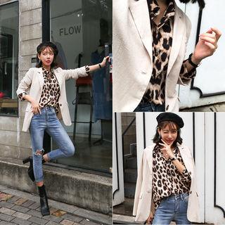 Single-breasted Flap-detail Jacket Beige - One Size