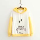 Two-tone Cartoon Hamster Embroidered Hoodie