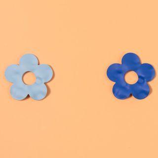Color Block Flower Stud Earring / Ear Clip Earring -