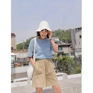Patch-pocket Wide-leg Shorts