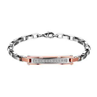 Fashion Champagne Gold Stainless Steel Bracelet With White Cubic Zircon