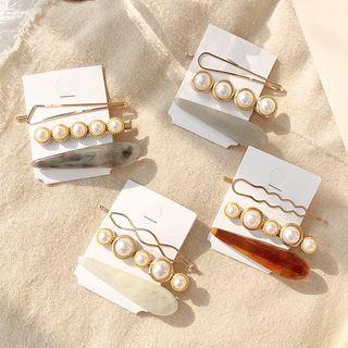 Set: Faux Pearl / Marble Print Hair Clip (various Designs)