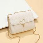 Faux Leather Flap Heart Buckled Crossbody Bag