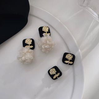 Pom Pom Flower Drop Earring / Clip-on Earring