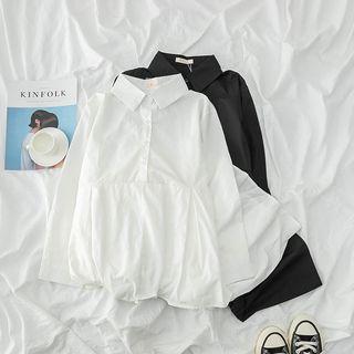 Asymmetric Long Sleeve Shirtdress