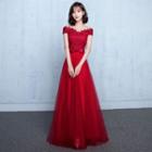 Cap-sleeve Off-shoulder A-line Gown