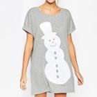 Snowman Printed Short-sleeve Dress