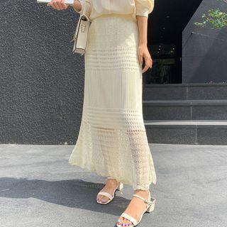 Trumpet-hem Maxi Lace Skirt