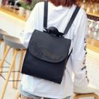 Applique Square Faux-leather Backpack