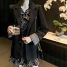 Printed Long-sleeve A-line Dress / Single-button Blazer