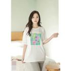 Round-neck Rose Print T-shirt