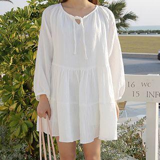 Tie Neck Long Sleeve Dress