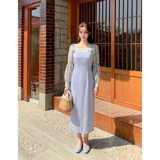 Tie-strap Pleated Long Silky Dress