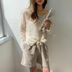 Open Knit Summer Sweater Ivory - One Size