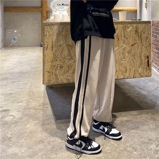 Couple Matching Contrast Trim Wide Leg Pants