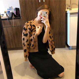 Animal Print Cardigan / Sleeveless Dress