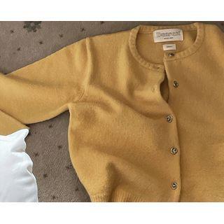 [dearest] Metallic-button Woolen Cardigan (yellow) One Size